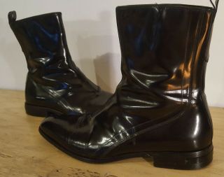 GIANNI VERSACE RARE VINTAGE MENS BLK HIGH POLISH LEATHER Ankle Boots US9 EU42 5