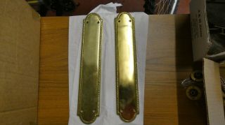 Salvaged solid brass door Push Finger Plates approx.  300mm x 55mm 2