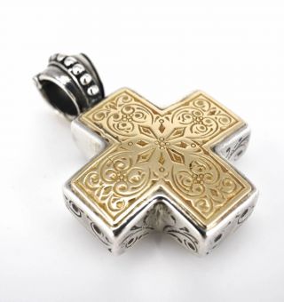 Vintage Gerochristo 18k Gold Sterling Silver Cross Crucifix Pendant Enhancer