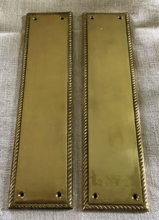 Pair Antique Edwardian Solid Cast Brass Door Finger Plates
