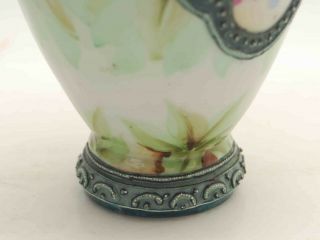 ANTIQUE 1890 ' S NIPPON VASE HAND PAINTED MORIAGE LEAF PINECONE FLORAL BLUE MAPLE 11