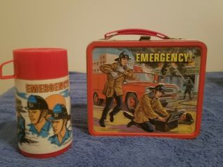 1973 Vintage Emergency Metal Lunch Box And Thermos
