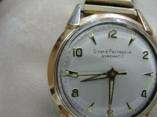 1954 Girard Perregaux 17 Jewels Gyromatic 14k Solid Gold Men ' s Watch RUNS SSBAND 4