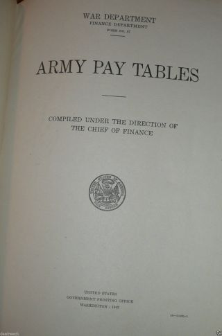 ULTRA RARE WWII U.  S.  ARMY PAY TABLES 1942 - STAMPED 1943 3