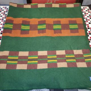 Vtg Pendleton Reversible Beaver State Wool Blanket Aztec Southwest Tribal 80x66 "