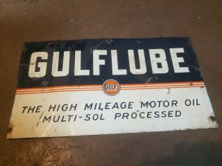 Gulf Lube Sign Motor Oil Gas Station Sign Vintage Old Farm Garage Barn