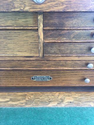 Vintage Oak Gerstner 41A 7 Drawer Machinist Tool Chest With key 8