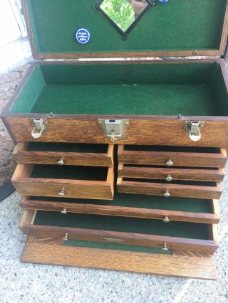 Vintage Oak Gerstner 41A 7 Drawer Machinist Tool Chest With key 9