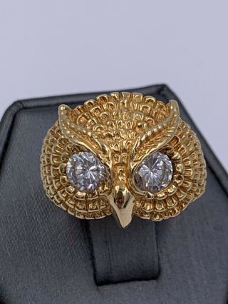 Vintage 14k Yellow Gold Owl Men 