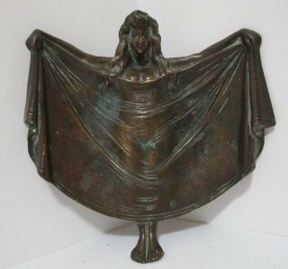 Antique Bronze Art Deco Woman Tray Risque