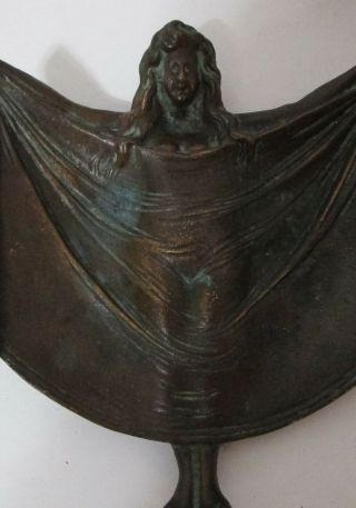 Antique Bronze Art Deco Woman Tray Risque 2