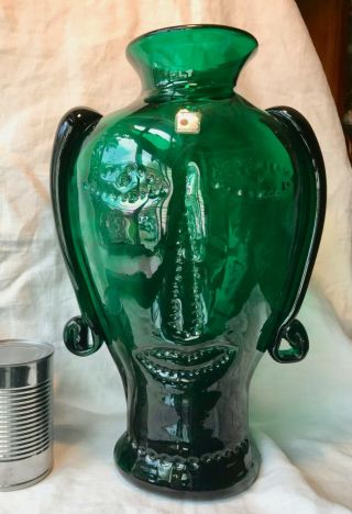 Blenko Emerald Green Vase Figural Woman 