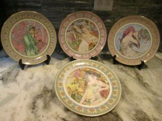 Vintage Alphonse Mucha Femme De Ete Woman Of The Four Seasons 4 Plate Set