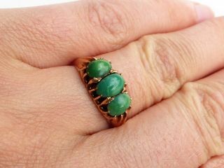 Antique Victorian 15ct Rose Gold & Natural Turquoise Trilogy Ring