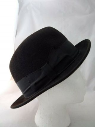 Borsalino Black Fedora Fur Serikon Mens Vtg 50s Italy Hat 7 1/4