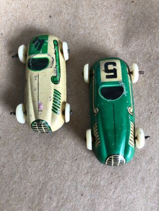 Vintage Tin Litho Tan Mini Race Car 4 & Green 5 Made In Us Zone Germany 1940 