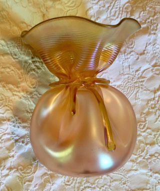 Rare Antique Orient And Flume Chico Glass Art Vase.  Hand Blown.  Signed.