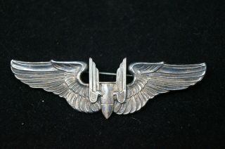 Ww2 Usaaf Sterling Silver Aerial Gunner Wings Badge Flying Bullet 3