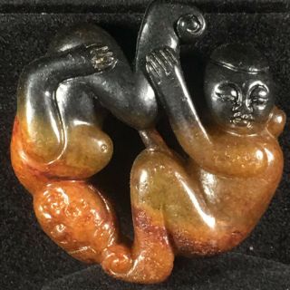 Old China Natural Jade Hand - Carved Statue Of Man And Woman Statue Pendant Xo037
