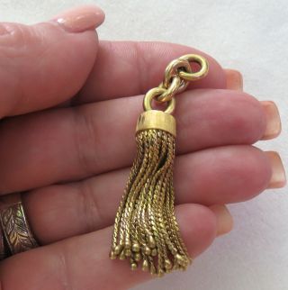 ANTIQUE VICTORIAN SOLID 18K YELLOW GOLD LARGE HEAVY TASSEL PENDANT 11.  2 GRAMS 2