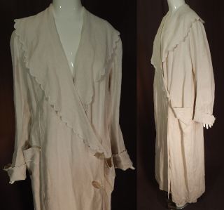 Edwardian Embroidered Linen Walking Suit Long Duster Coat Jacket & Skirt Vtg 2