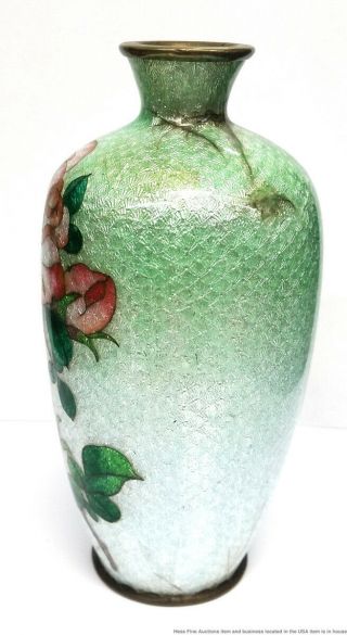 Estate Discovery Signed Chinese Qing Japanese Meiji Cloisonne Foil Cabinet Vase 2