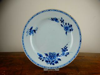 Antique Chinese Export Porcelain Plate Blue And White 18th Century Qianlong