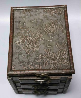 Collect Qianlong Antique Boxwood Hand Carve Delicate Noble Girl Mirror Jewel Box 5