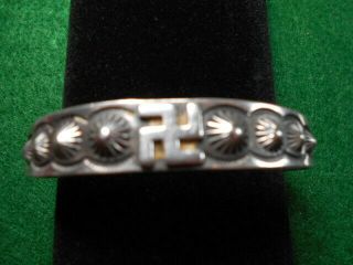 Collectable - Vintage Navaho Silver Cuff Bracelet Whirling Log