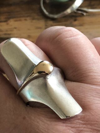 Huge Rare Lapponia Sterling Silver Ring Finland Vintage Brutalist Gold Drop