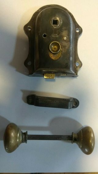 Vintage Rim Lock,  Brass Knobs,  Door Keep