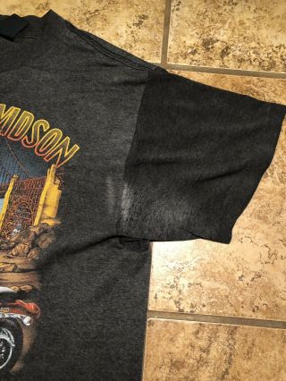 Vintage 1989 Harley Davidson (L) 3D EMBLEM shirt Golden Gate LILLY HD 3