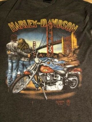 Vintage 1989 Harley Davidson (L) 3D EMBLEM shirt Golden Gate LILLY HD 8