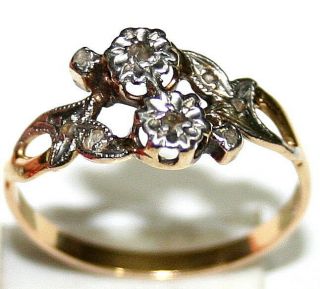 Antique Victorian French 18k Gold Platinum Diamond Me&you Engagement Ring 1900