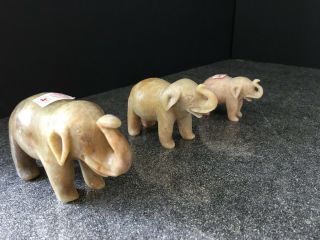 Set of 3 Chinese Carved Stone Elephants 2