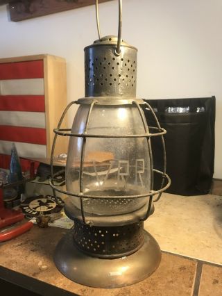 Antique Btbbb Railroad Lake & River Dead Flame Rr Lantern Lvrr Etched Globe