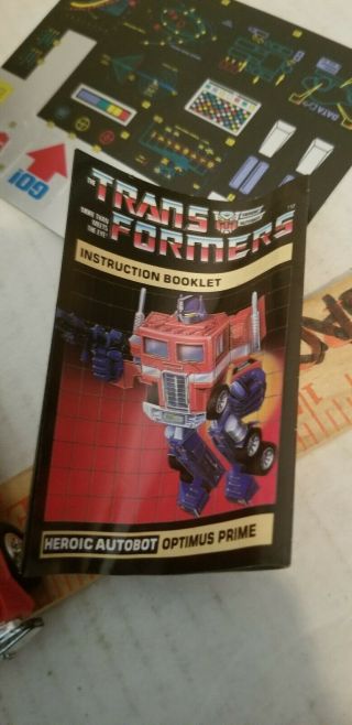 1984 VINTAGE G1 TRANSFORMERS AUTOBOT OPTIMUS PRIME AUTHENTIC Parts Decals BOX, 11