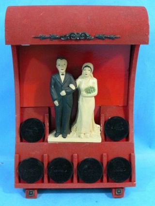 Antique Wedding Ring Store Display Chalk - Ware Bride Groom Lighted 1930/1940 Era