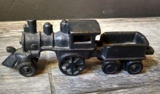 Cast Iron Train Steam Engine & Tender Black Vintage Or Antique?