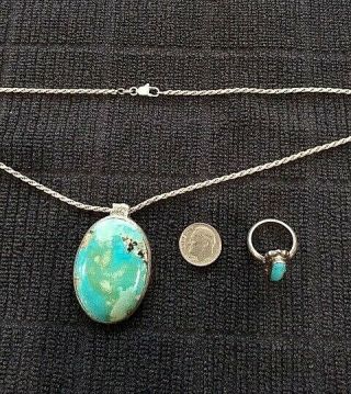 Jack Bryant Sr.  Sterling Silver And Turquoise Necklace,  Ring,  And Chain