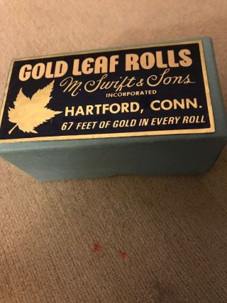 Vintage M.  Swift & Sons Box Of 7 Xxd Gold Leaf Rolls 67’ X 1/2 "