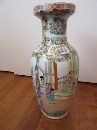 Vtg Antique Chinese Famille Rose Porcelain Vase 18 " Tall