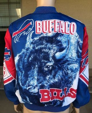 Vintage 80s Buffalo Bills Chalk Line Fanimation Jacket Usa Made Size Xl Nfl