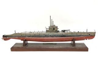 Submarine Metal Launching Display Model Large Warship Sunk Antique Trench Art