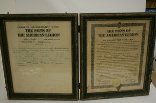Vintage Sons of the American Legion certificate 5/4/1934 San Pedro Ca.  65 5