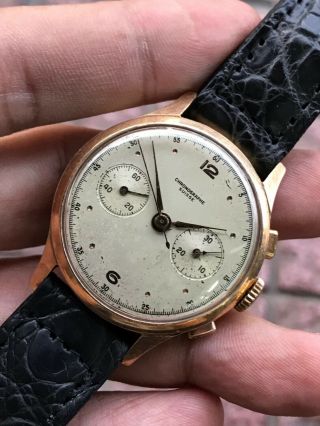 SUISSE CHRONOGRAPH LANDERON 51 SOLID 18K ROSE GOLD CASE VINTAGE WATCH 3