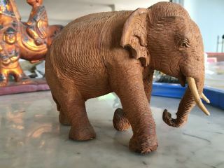 Antique Vintage Thai Carved Wooden Elephant.