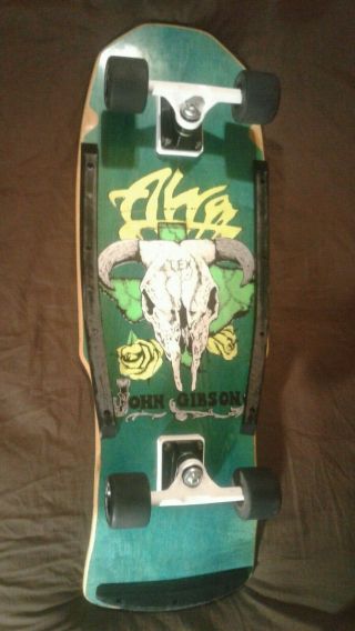 Vintage Alva John " Tex " Gibson Complete Skateboard W/ Powell Peralta Rat Bones