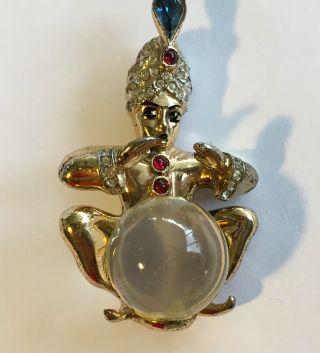 1940’s Jelly Belly Coro Craft Sterling Fortune Teller Pin With Lucite