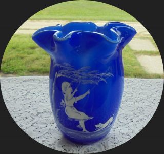 VINTAGE COBALT BLUE MARY GREGORY 5 3/4 